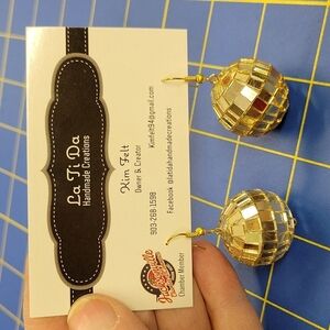 Gold Disco Ball 1" Earrings